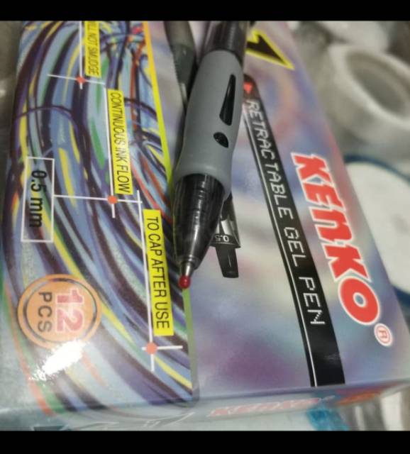 

qwe Pulpen Gel Kenko K-1 0.5mm Tahan Air Hitam & Biru