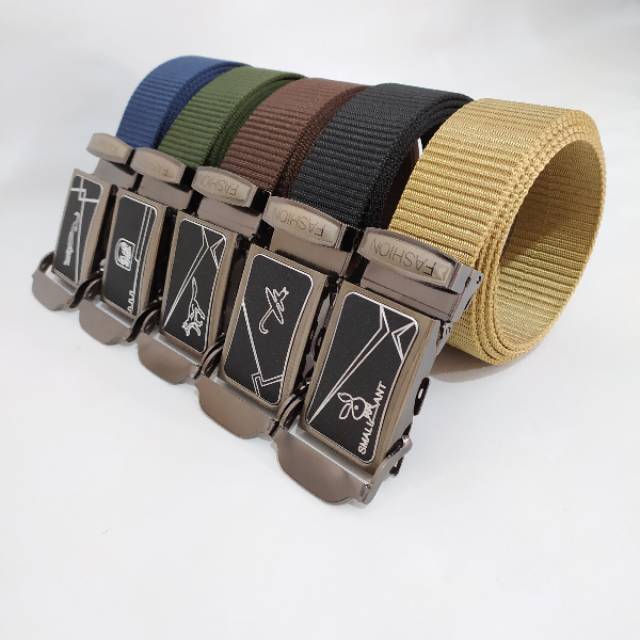 IKAT PINGGANG GESPER SABUK PRIA ARMY KANVAS JEPIT STAINLESS BUCKLE