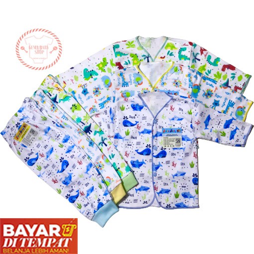 gema 3 set stelan baju panjang bayi celana panjang bayi / piyama bayi airin