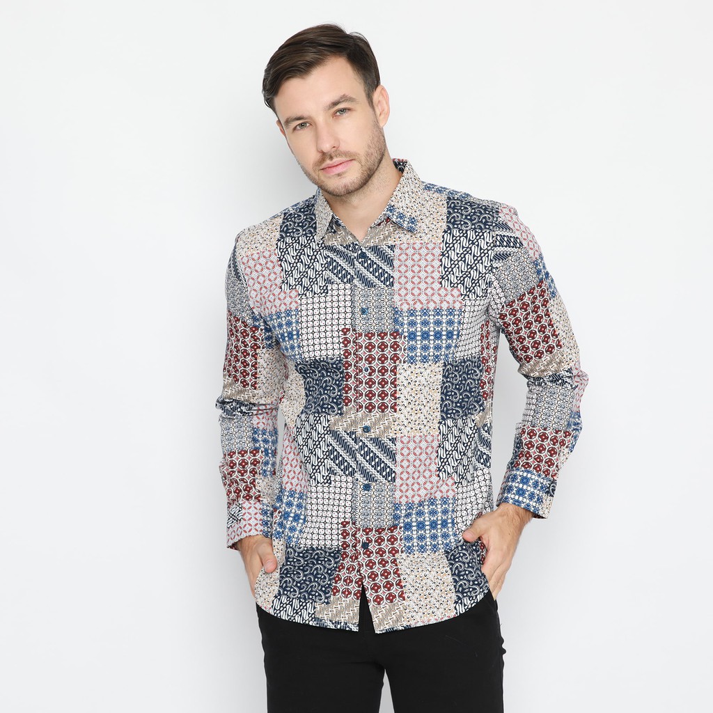 Platini Kemeja Batik Pria Lengan Panjang Biru 460488