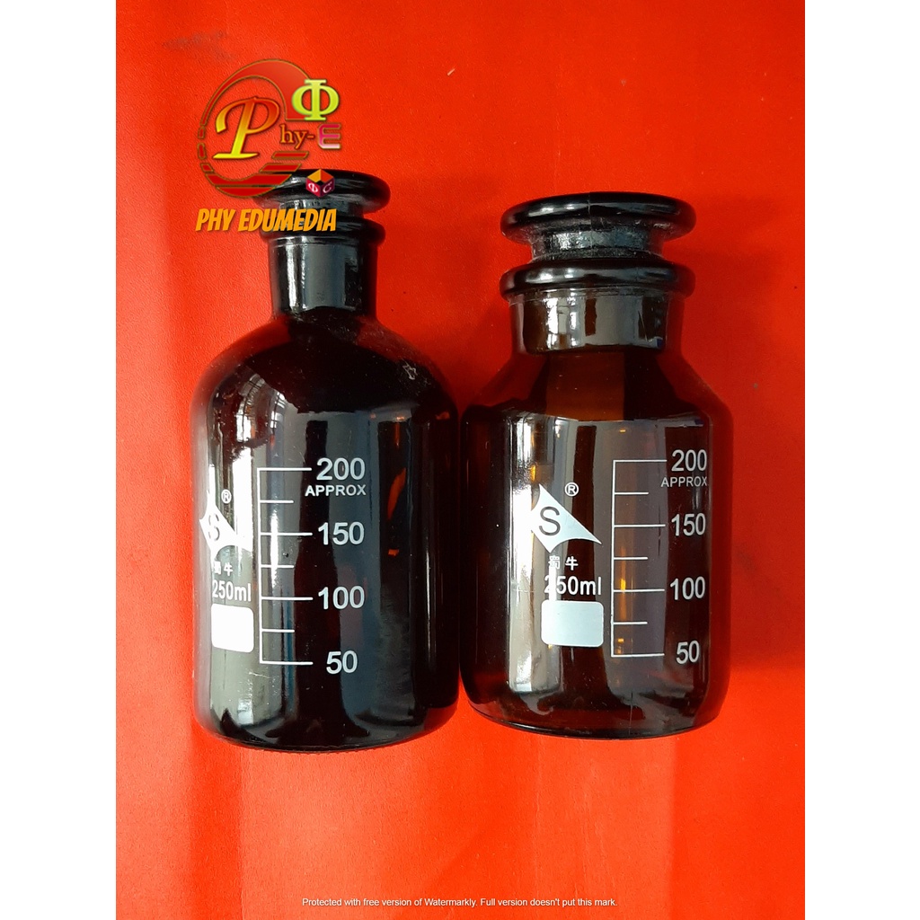Reagent Bottle Brown 250ml / Botol Reagen Kaca Coklat 250ml Berskala