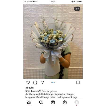 buket bunga edelweis mix artificial