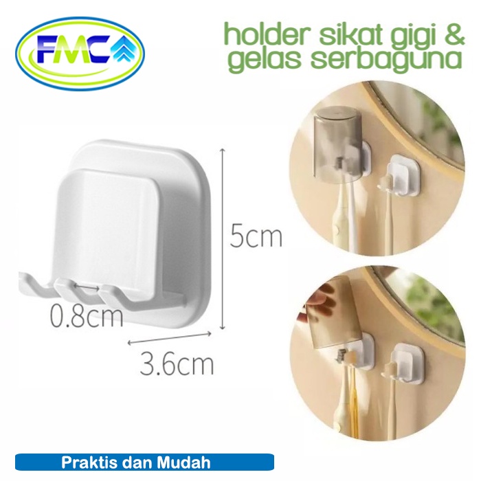 Gantungan Sikat Gigi Tempel Dinding Holder ToothBrush dan Gelas Rak Gantung Sikat Gigi Praktis Murah