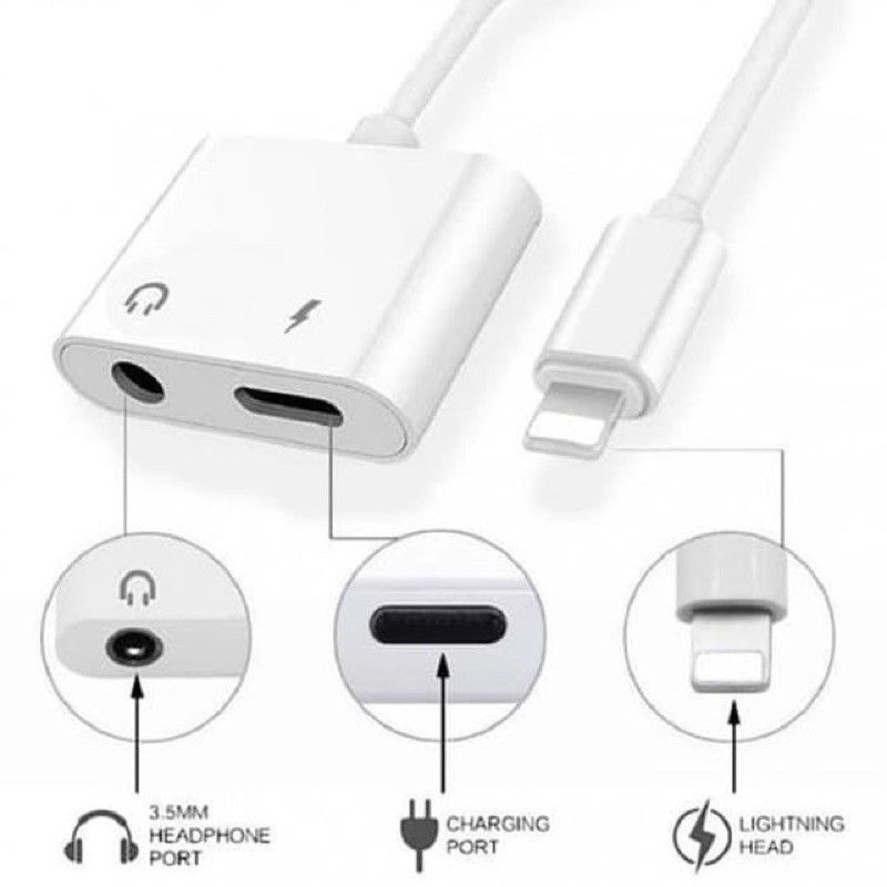 Splitter Handsfree Dual Lightning 3.5mm 2in1 Converter 7 8 X XS Sambungan Audio + Charger