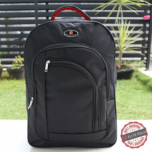 Tas Ransel Punggung Pria Backpack Nyaman Elite Polo Hitam Original