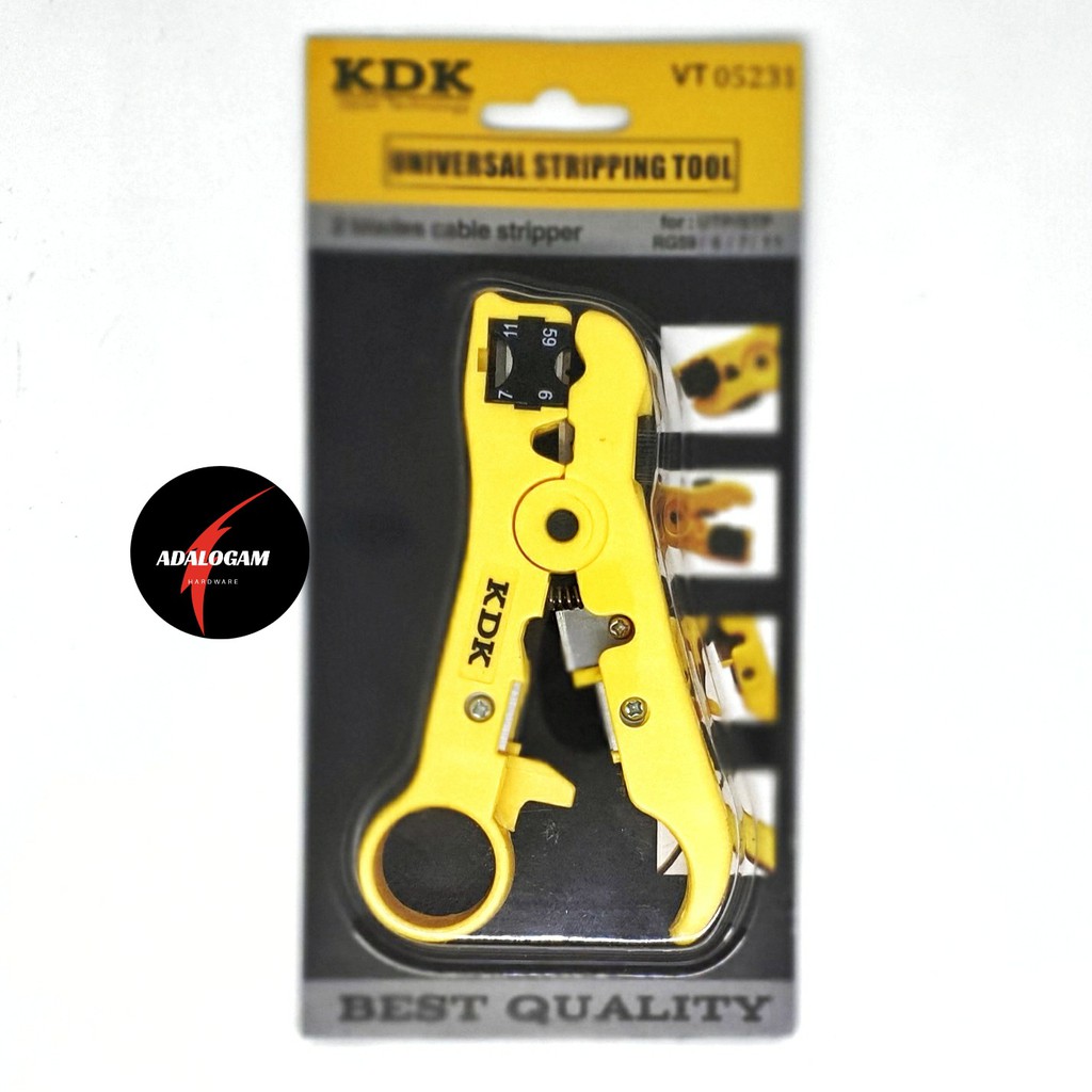 KDK Tang Kupas Kabel Coaxial RG59 RG 6 RG 7 - Cable Stripper 2 Blade