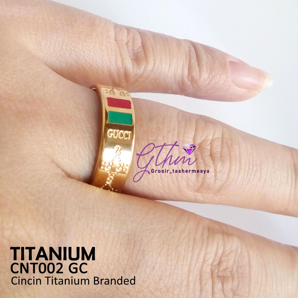 cincin titanium guci silver dan gold branded sedang trend cnt002 bisa untuk pasangan (harga satuan)