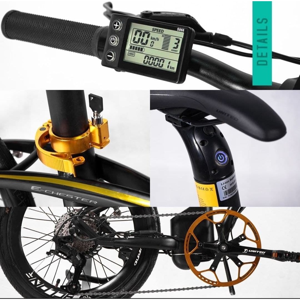 Sepeda Lipat AVAND E CHESTER Electric E Bike Listrik Alloy 9 Speed