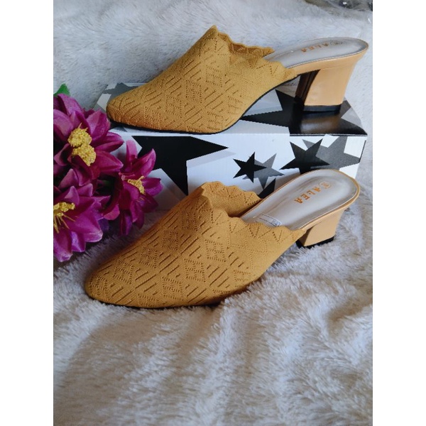 High Heels Strappy Sepatu Wanita Mika Kaca karet Heel Hak Tahu tinggi Hils rajut import