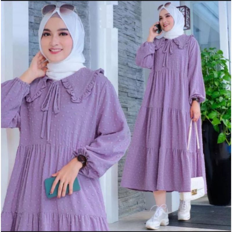 DRESS MIDI CRINKLE URAGIRI PREMIUM/Dress wanita terbaru