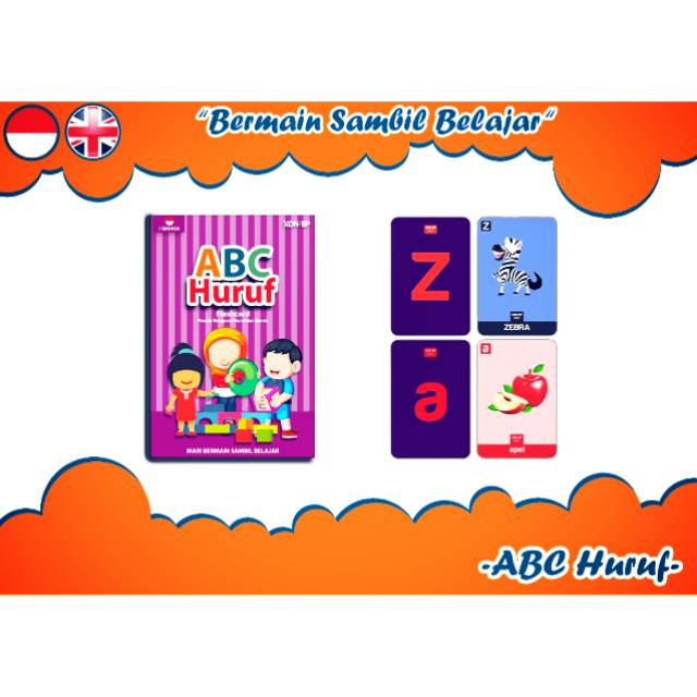Kartu Mainan Anak untuk Media Belajar ABC Huruf KONSEP Flashcard Edukasi Main Anak Bermain Belajar
