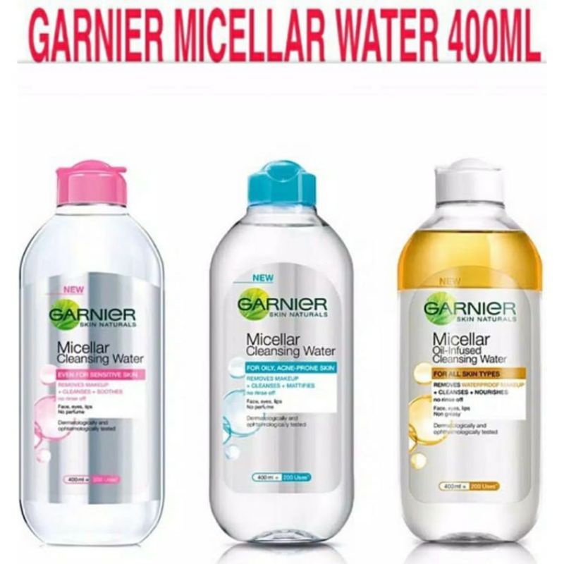 Garnier Micellar Water 400ml /PINK/BIRU/KUNING Biphase Oil 400 ml