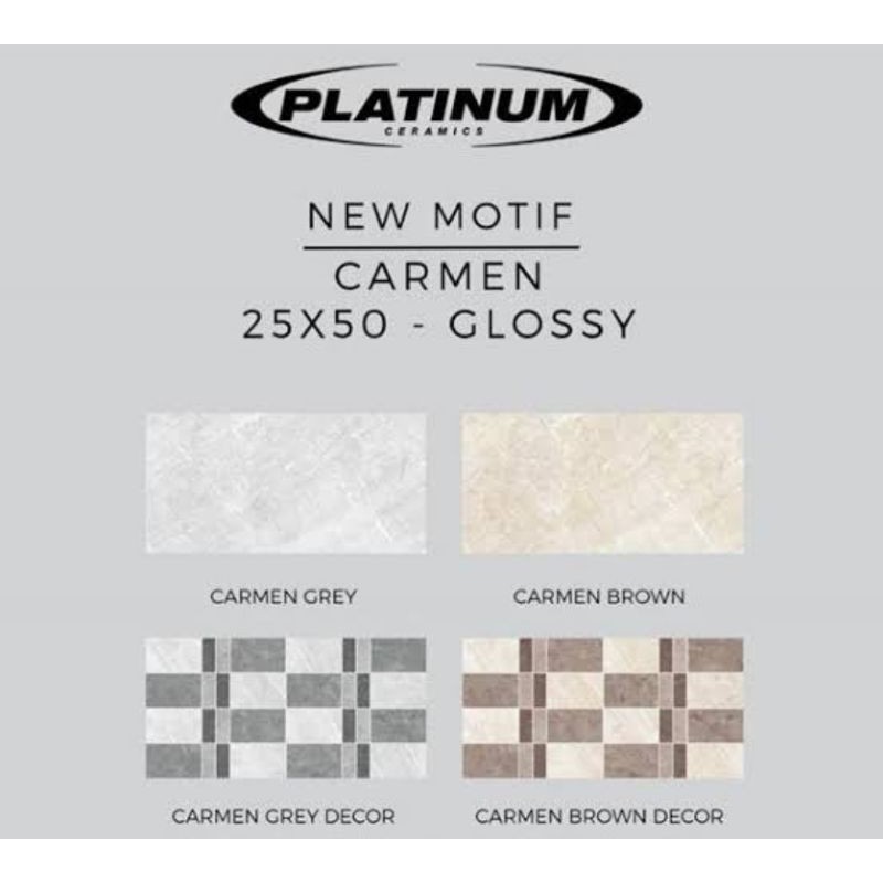 keramik 25x50 dinding kamar mandi glossy murah platinum carmen