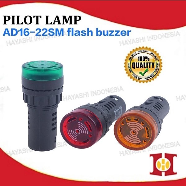 Pilot Lamp Buzzer LED 22mm AC220V Dengan Suara Alarm AD16-22SM