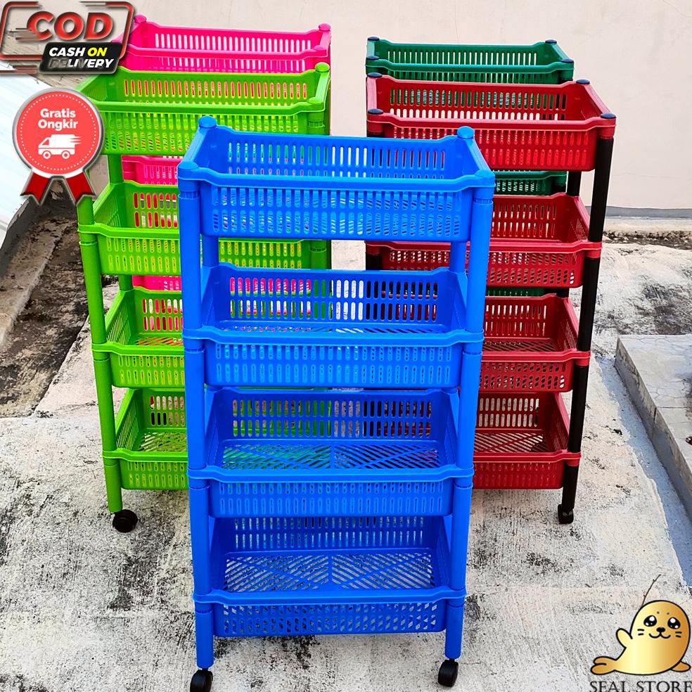 {SEAL} RAK SERBAGUNA / RAK SALON 4 SUSUN PLASTIK KERANJANG KSB TERLARISS...,,,,,