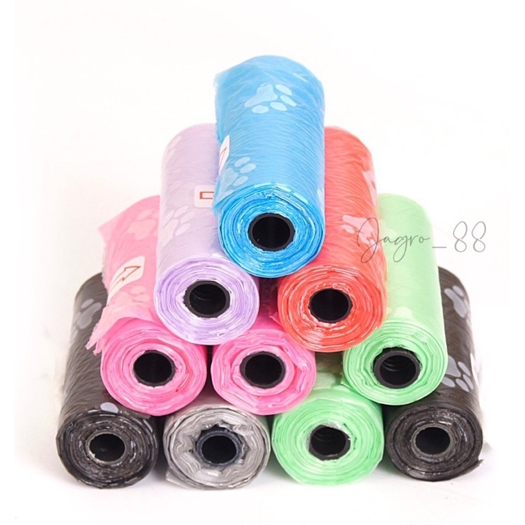 grosir poop bag motif pet kucing anjing garbage bags organic 1 roll isi 15pcs