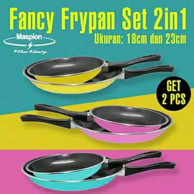 2PCS FRYPAN TEFLON MASPION 18/23CM