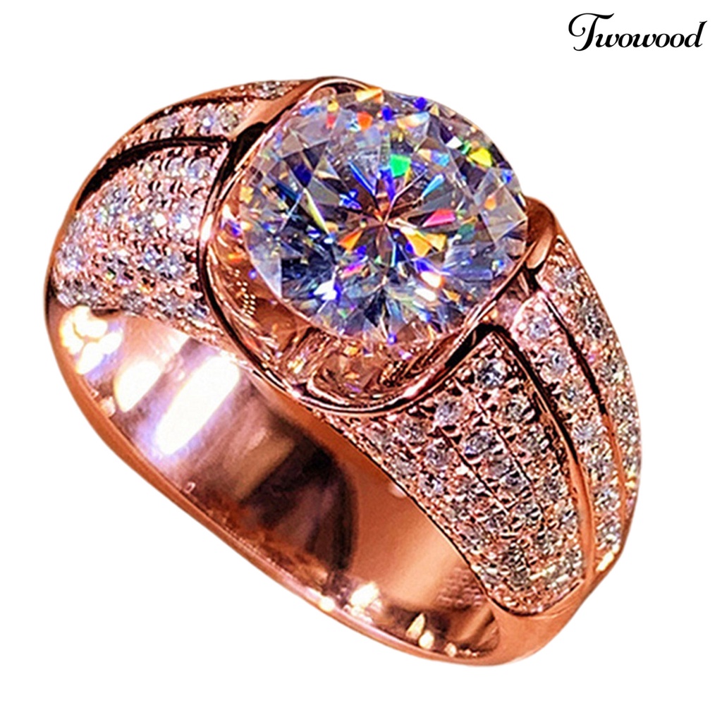 Cincin Cubic Zirconia Bahan Alloy Model Simple Untuk Wanita