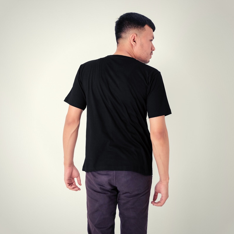 Baju Kaos Oblong Pria Polos Lengan Pendek Hitam Tshirt Cowok Distro Keren Original R2