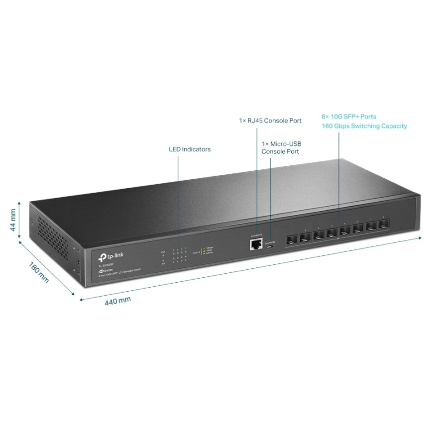 Tp-Link TL-SX3008F JetStream 8-Port 10GE SFP+ L2+ Managed Switch