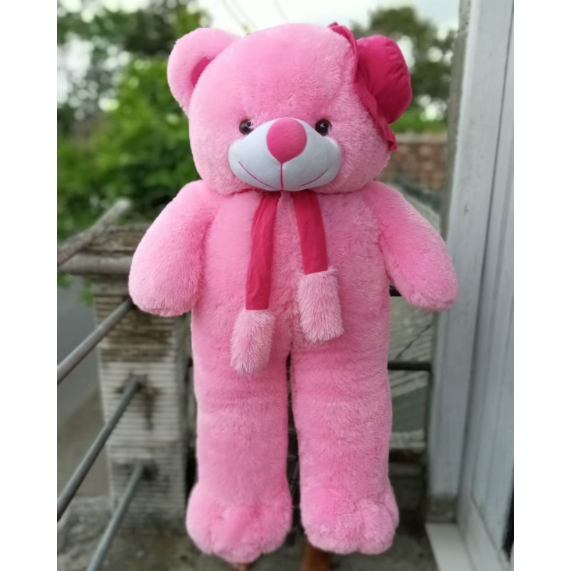 Boneka Beruang Jumbo Teddy Bear syal topi import 1,1 Meter SNI