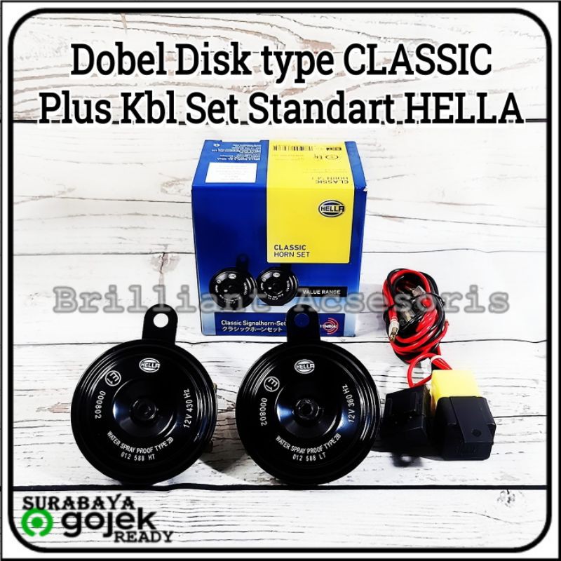 Klakson Dobel Disk HELLA - Classic Type 12v - Original 100%