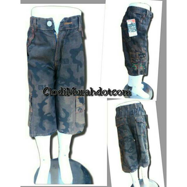 Celana Pendek Anak Doreng Semi Jeans | Celana Loreng Anak | Celana Sirwal Anak