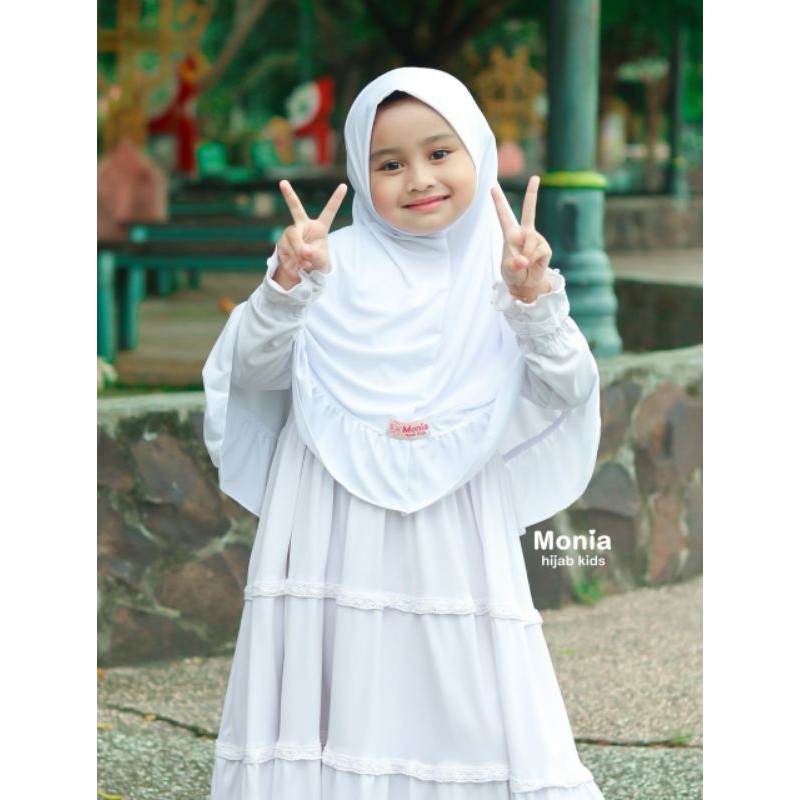 Candy Hijab by Monia Hijab Kids White  MLXL | Hijab Sekolah | Hijab Instant  Terlaris