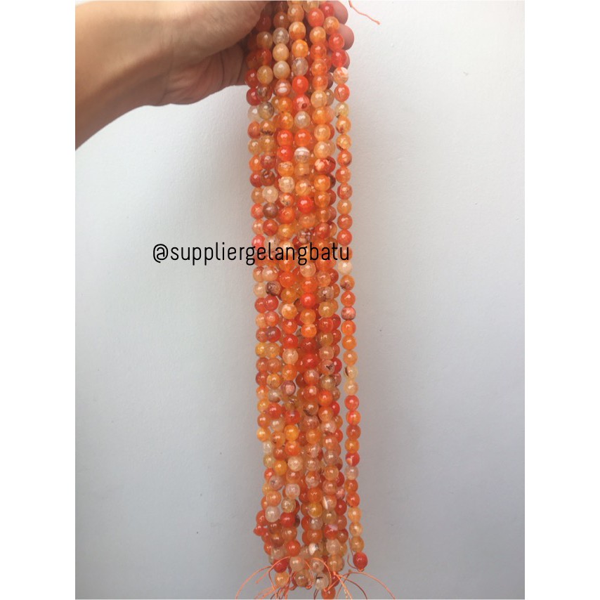 Batu Carnelian serat orange 10mm CUTTING natural oren bahan alam craft aksesoris fashionita supplier