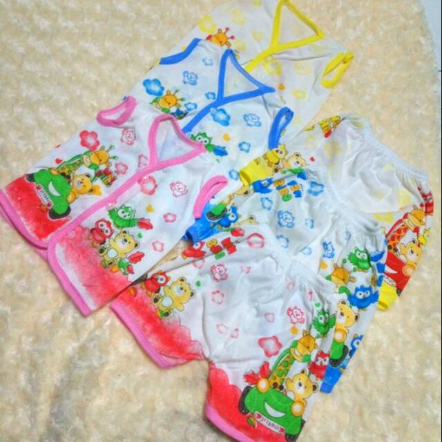 ISI 3 SETELAN BAJU BAYI NEWBORN TANPA LENGAN