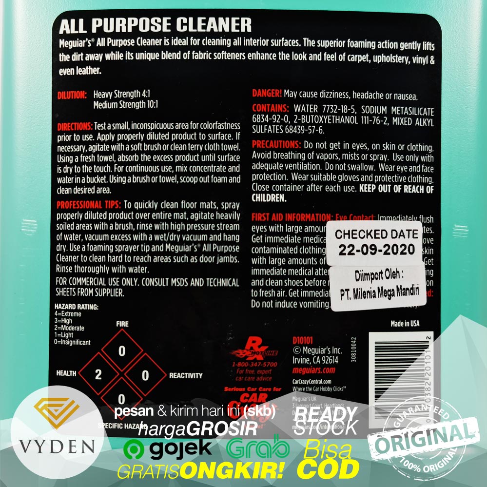 MEGUIARS D101 All Purpose Cleaner 100ml Spray Ecer Pembersih Interior MOBIL MURAH