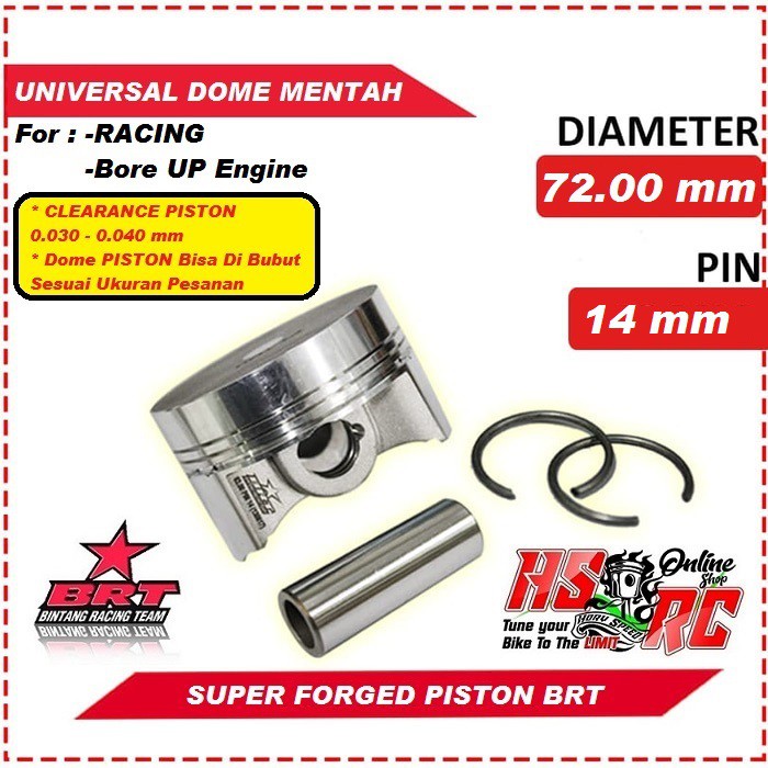 Piston Racing SUPER Forged BRT 72.00mm Pen 14mm KLX MX Vixion Mx King Seher Racing 72 Seker Bore Up