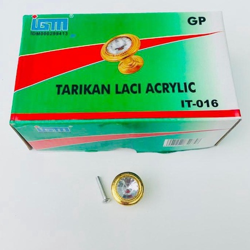 TARIKAN KNOP IGM KUNING KRISTAL atau Stainless - Tarikan Laci Kancing Satin - Pegangan Knob Plastik IT-016 IT-012