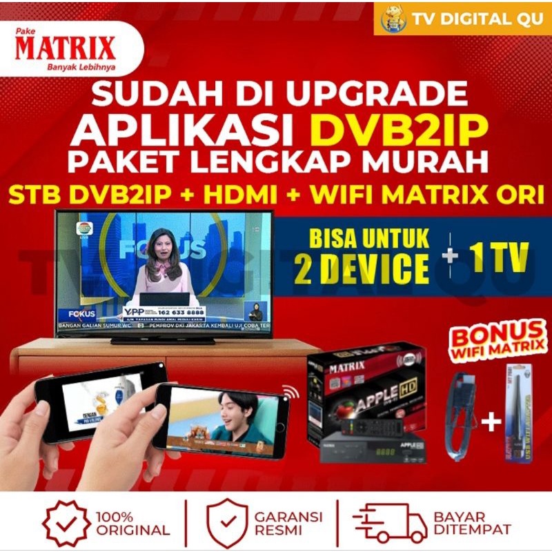 Matrix Apple Merah/Silver/Kuning Super HD - STB TV Digital/Receiver Youtube,MeeCast,Apple Cast,IPTV,DVB-T2,DVB2IP,MITUBE,Tik-Tok,Vidio,WeTV