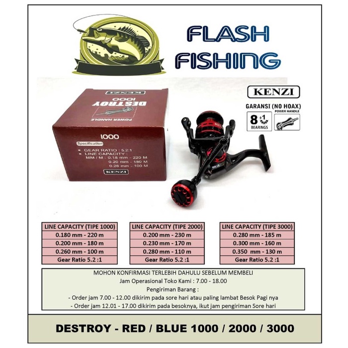 DESTROY REEL PANCING KENZI 1000  2000  3000 - Merah 1000