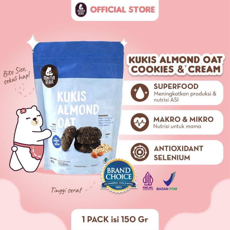 MAMA BEAR - KUKIS ALMOND OAT EXP 23 08 2023 - COOKIES ALMOND - KUE ALMOND - BOOSTER ASI - PELANCAR ASI