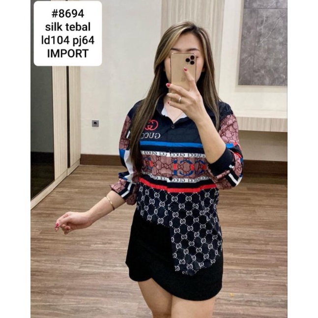 Kemeja wanita printing LV impor