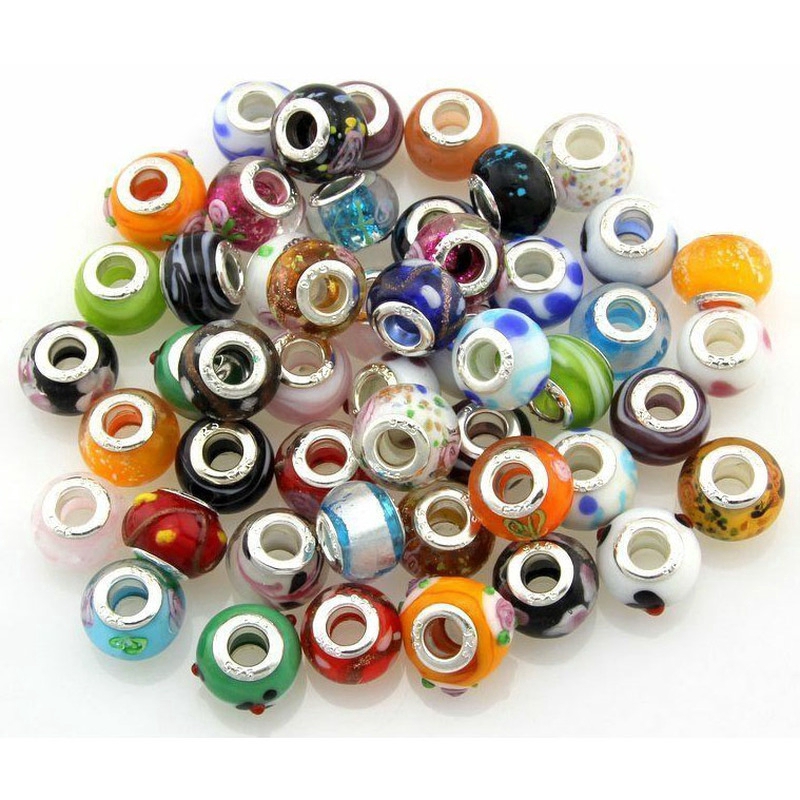 20pcs Manik-Manik Model Mixed Big Hole Ukuran 5mm Untuk Gelang Kaki