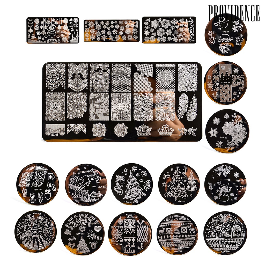 Providence Nail Stamping Plate Clear Engraved Christmas Pattern Stainless Steel Nail Decoration Image Templates for Salon