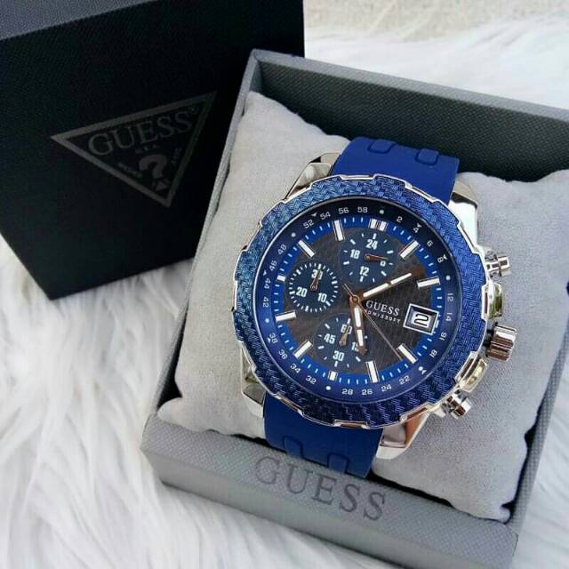 JAM TANGAN PRIA BLUE, GUESS ORIGINAL W1047G2