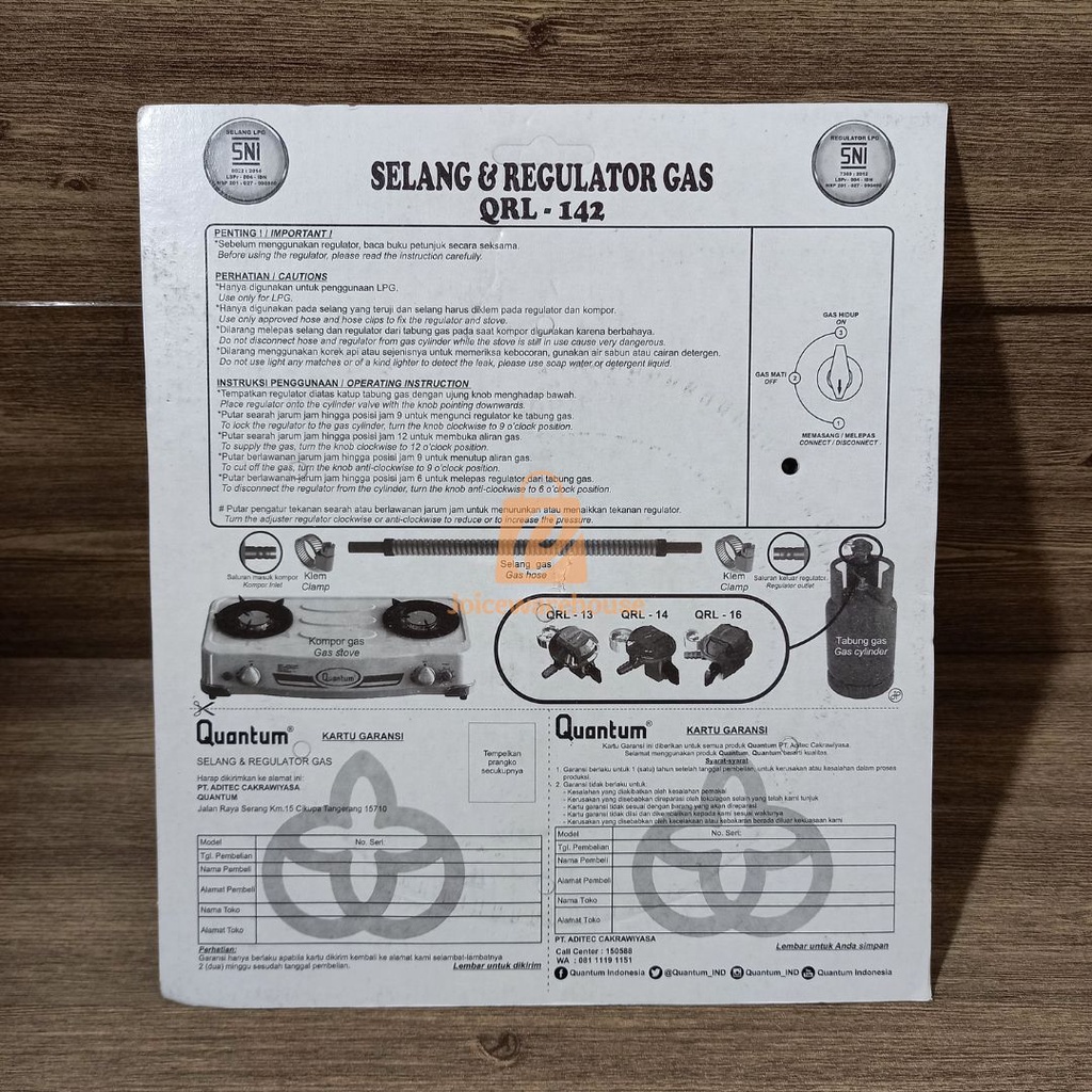 Selang dan regulator Quantum 142