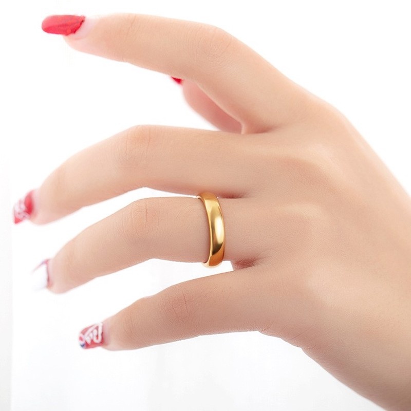 3 Colors Fashion Simple Stainless Steel Smooth Surface Ring/ 6mm Wide Comfortable Fit Basic Couple Ring