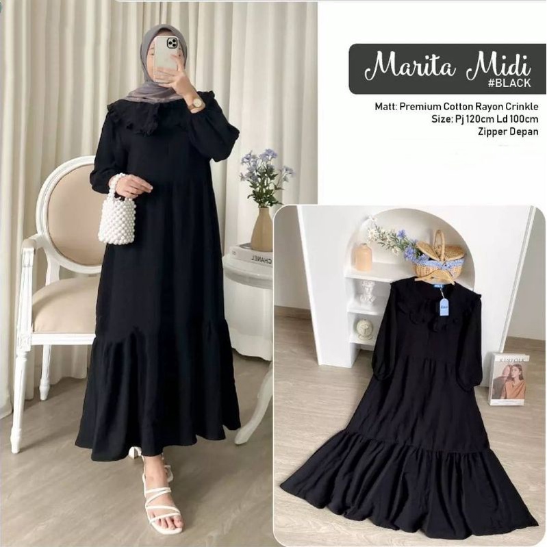 Marita Midi Blouse Rania Daster Busui Crinkle Rayon