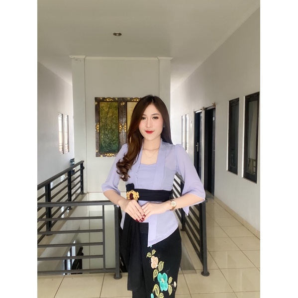 (Kebaya Saja) Kebaya bali moscref kutubaru lengan lonceng
