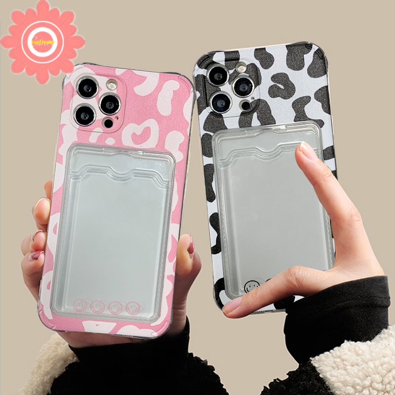 Milk Leopard Card Holder Case Realme C11 2020 10 Pro 5G 5 5i 5s C3 6i C35 C30 C31 C25 C25S C11 2021 C12 C21Y C25Y C20 C20A Transparan Shockproof Soft TPU Back Cover