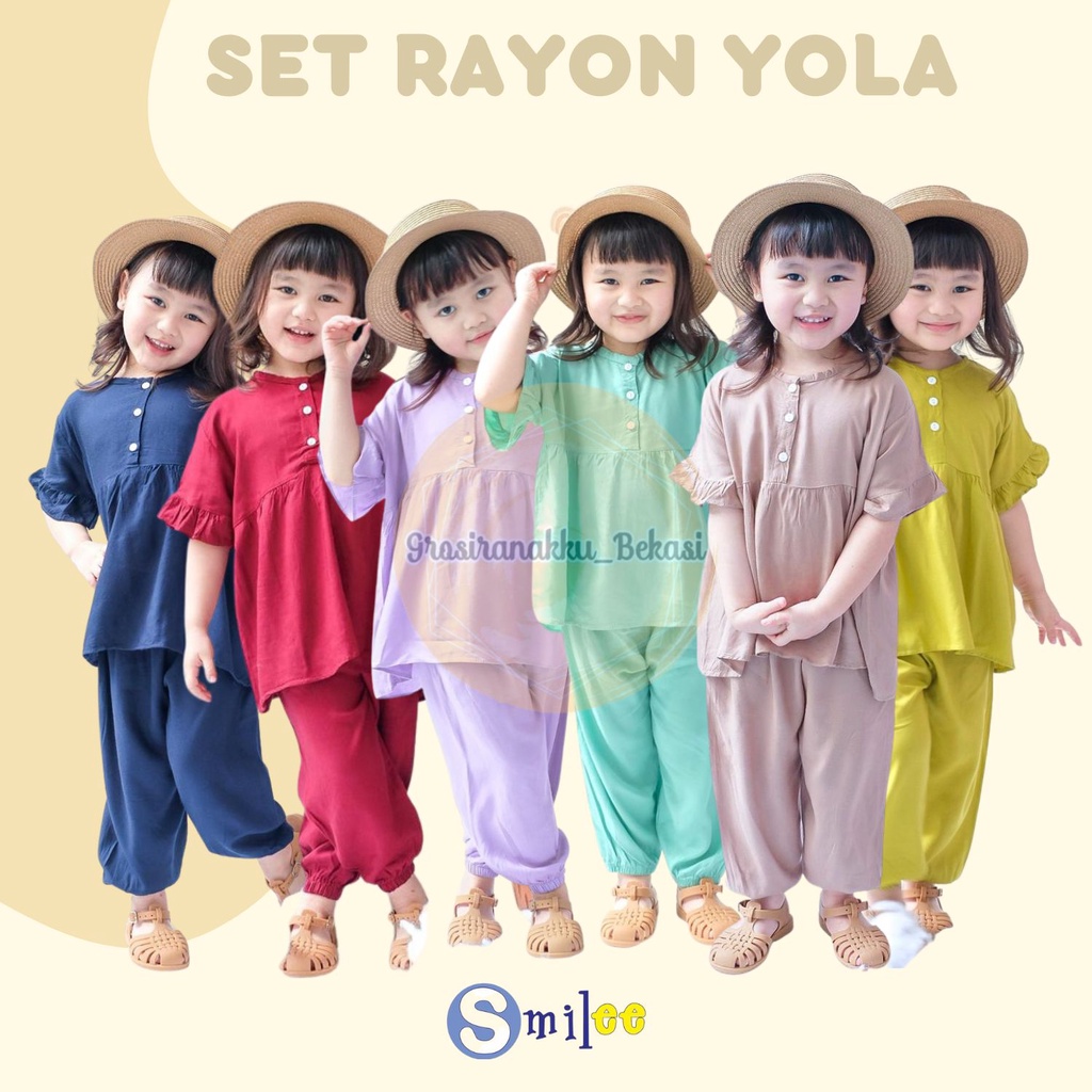 Setelan Anak Rayon Polos Smilee Yola Mix Warna 1-5Tahun