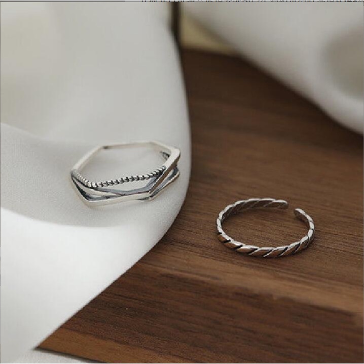 2pcs Cincin Jari Telunjuk Model Terbuka Dapat Disesuaikan Gaya Hip-Hop Punk