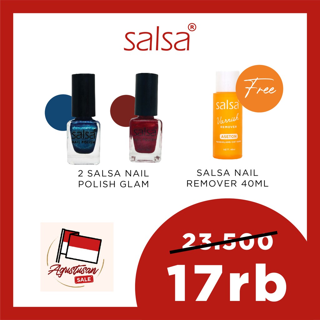 

BUNDLE SPECIAL KEMERDEKAAN - SALSA NAIL POLISH GLAM FREE VARNISH REMOVER