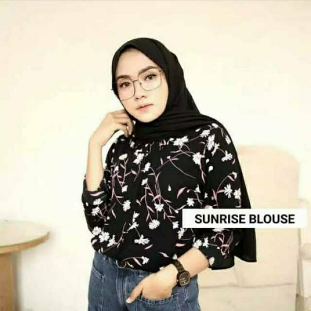 Setelan Monalisa Ori Motif SUNRISE BLACK dan  Celana  