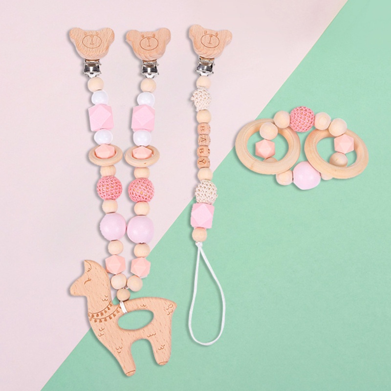 Mary 3pcs / Set Mainan Teether Bayi Bahan Kayu